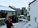 Spreading salt near Giggleswick Church Settle