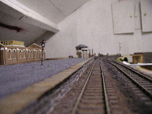 View south along platform with wonky lamp before securing